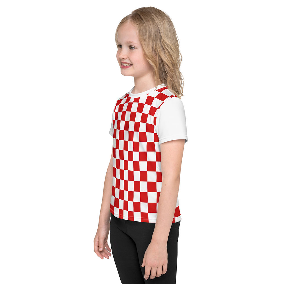 Miniaturbild: Kinder-T-Shirt für Mädchen | Rot-weisses Karomuster