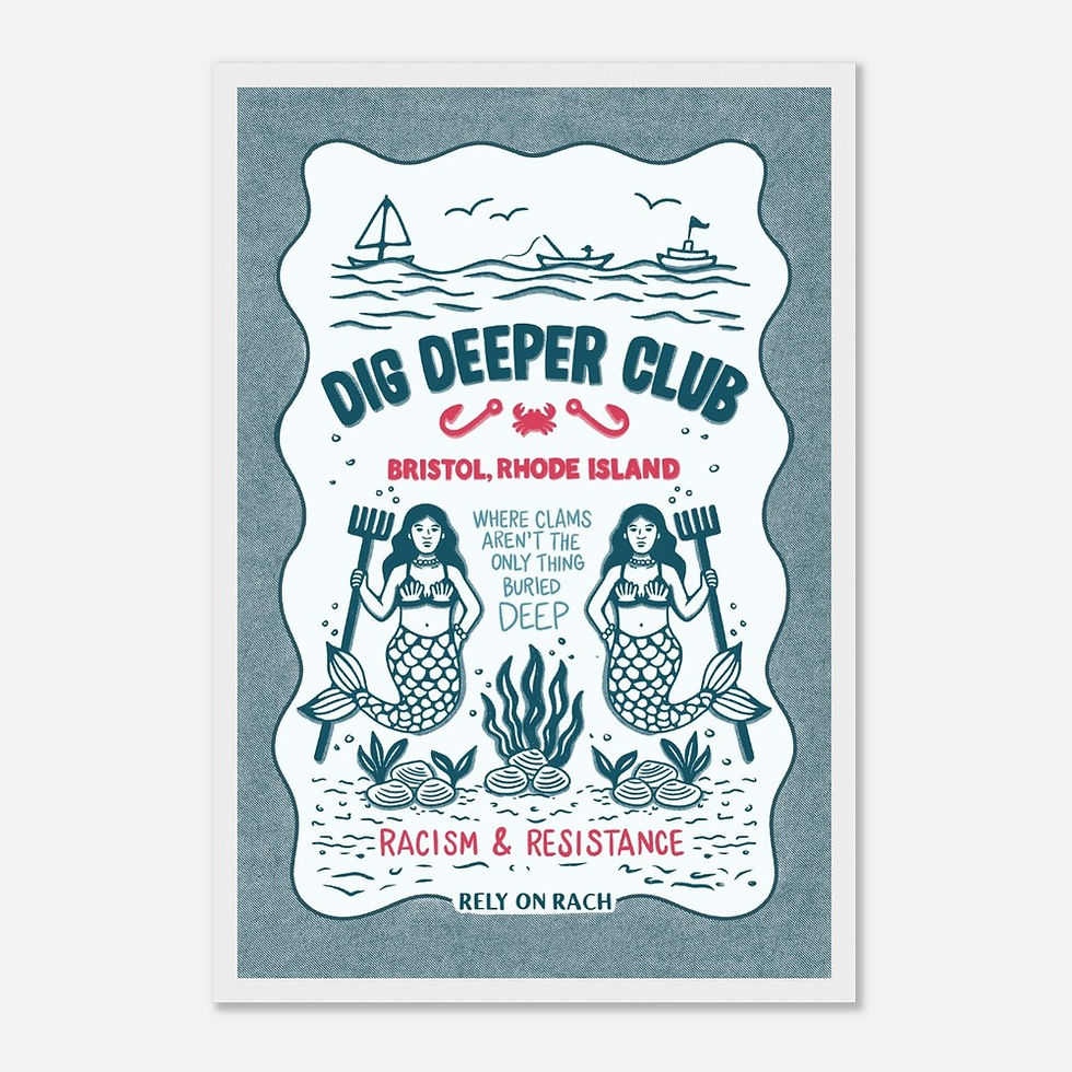 (Dark) Bristol, RI – Deep Waters, Deeper Truths Framed Poster 30x45 cm / 12x18″