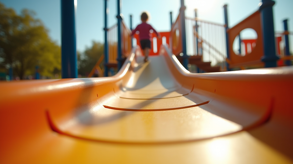 Eye-level view of a colorful playground designed for children of all abilities