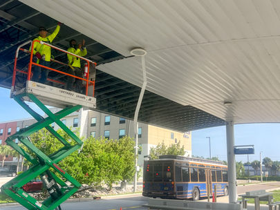 Inside Maloney Construction's LeeTran Beach Park & Ride Canopy Rehab in Fort Myers