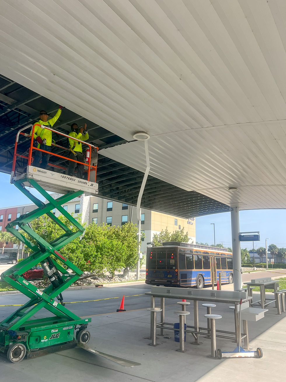 Inside Maloney Construction's LeeTran Beach Park & Ride Canopy Rehab in Fort Myers