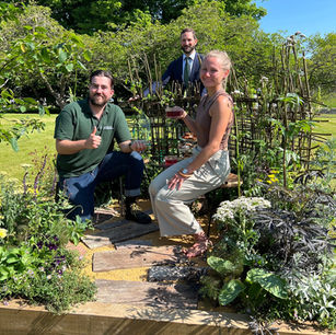 Kristyna from Garden Design Ltd and Max from Food Gardening Ltd with William Murray, Viscount Stormont