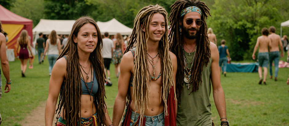 Group of festival goers posing for a picture
