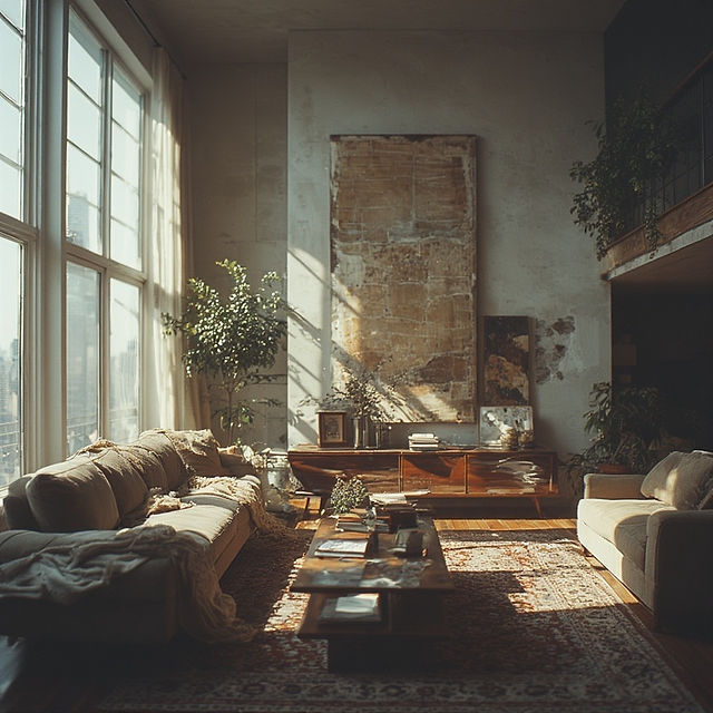 A luxury home den with loft 