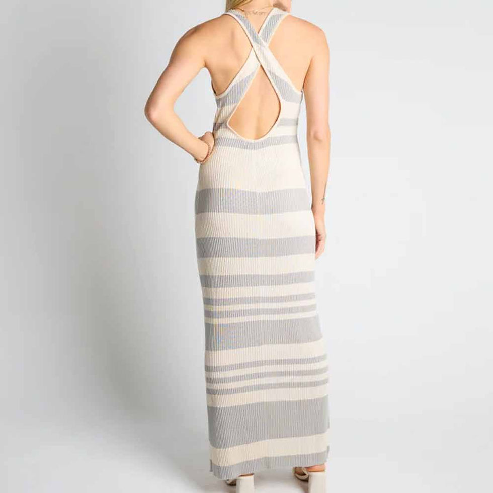 Thumbnail: Knit Tunic Stripe Maxi Dress