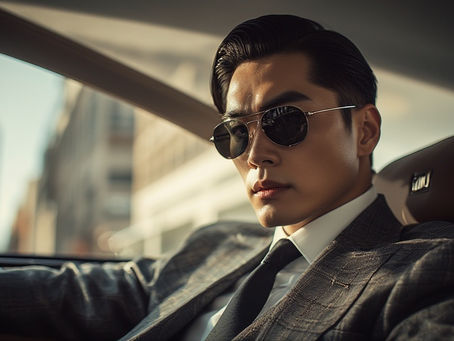 Asian executive businessman in a tailored suit.