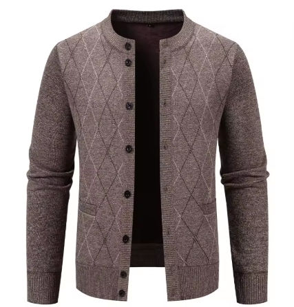 Thumbnail: Men's Argyle Crewneck Cardigan Sweater