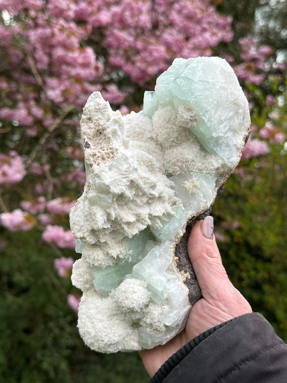 Thumbnail: Green Cubed Apophyllite in Mordenite 1.75kg 