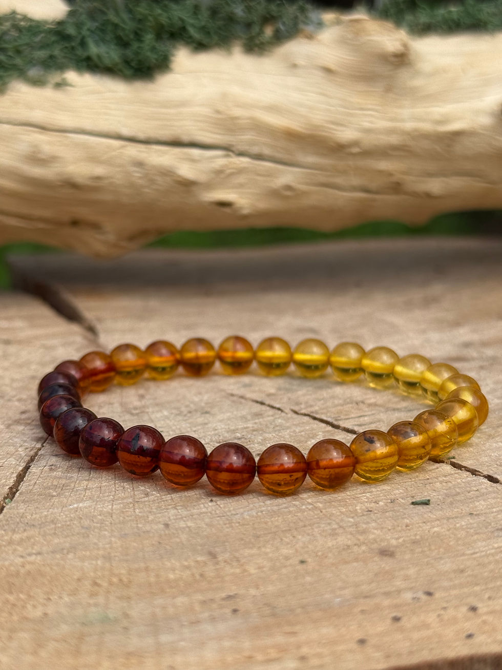 Thumbnail: Blue and Baltic Amber 7mm Beaded Bracelet 