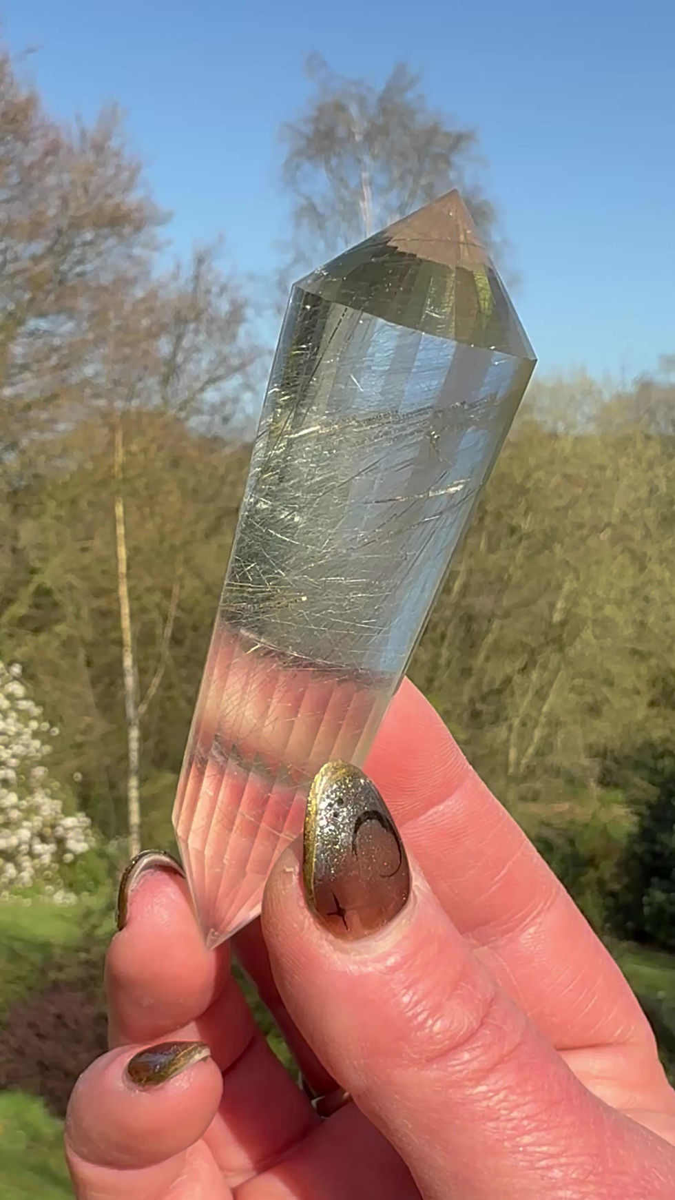 Thumbnail: Golden Rutile Angel Hair Quartz 24-Sided Vogel Sourced from Brazil 