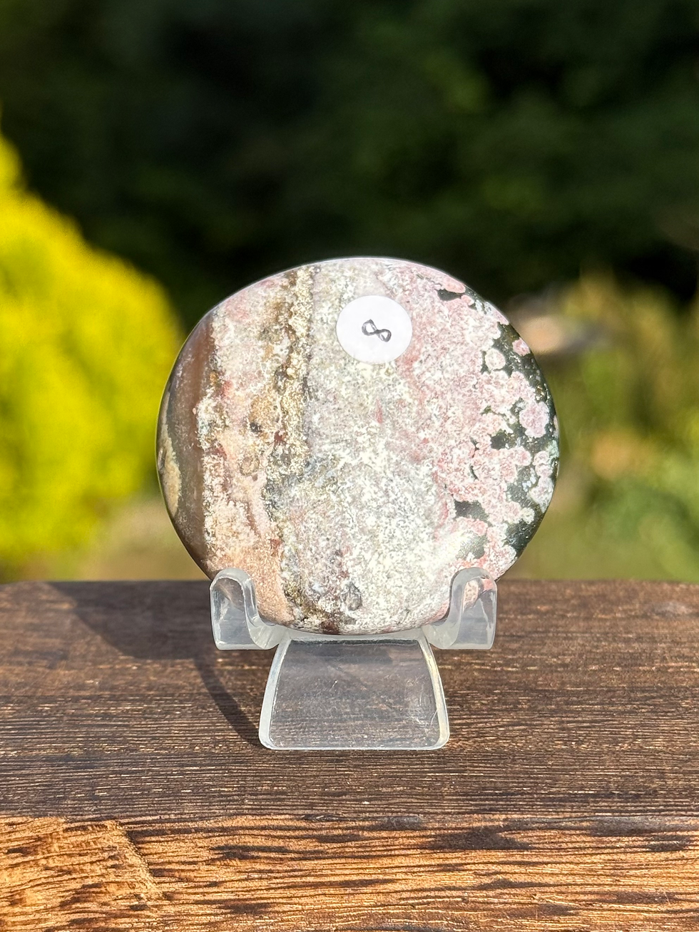 Thumbnail: Unicorn Ocean Jasper Flat Round Palm Stone 