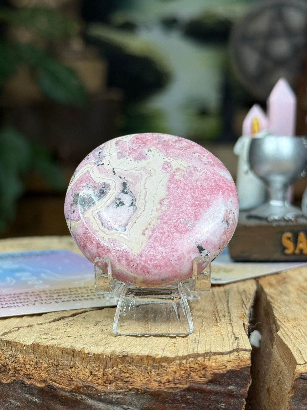 Thumbnail: Peruvian Rhodonite Flat Round Palm Stone 