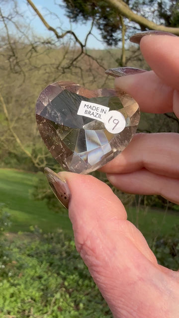 Thumbnail: Smokey Quartz Faceted Heart Sourced from Brazil 