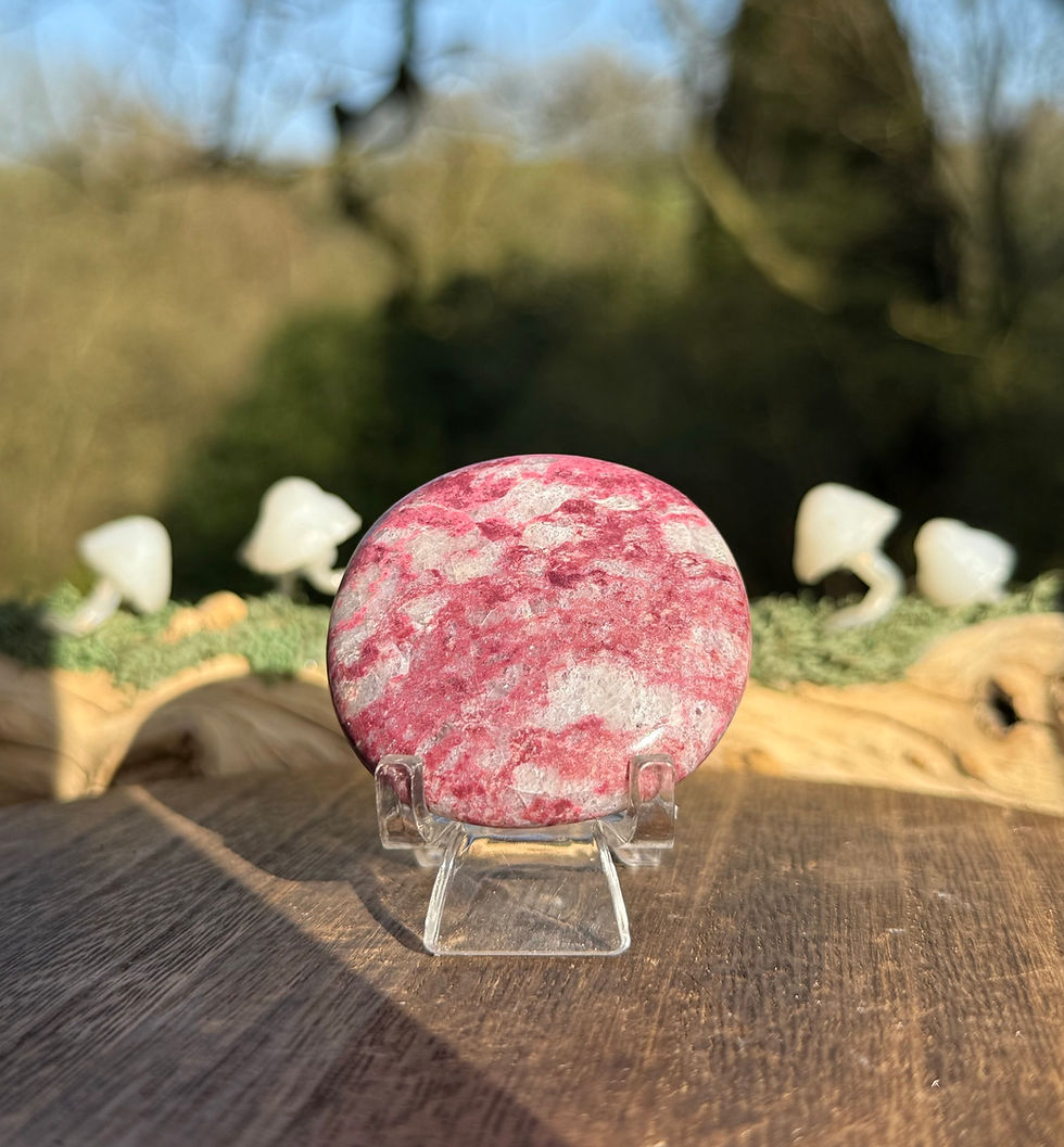 Thumbnail: High Grade Thulite Round Flat Palm Stone 