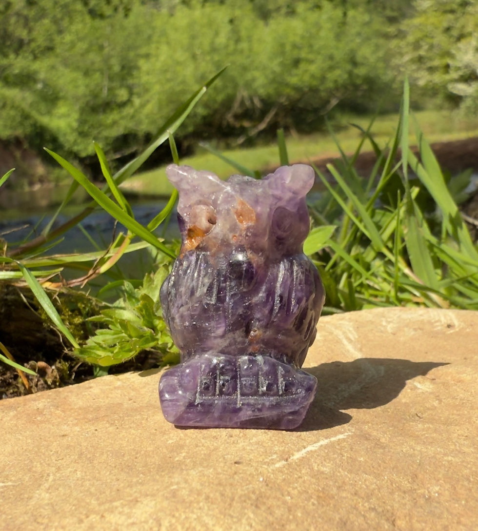 Thumbnail: Chevron Dream Amethyst Small Owl Carving