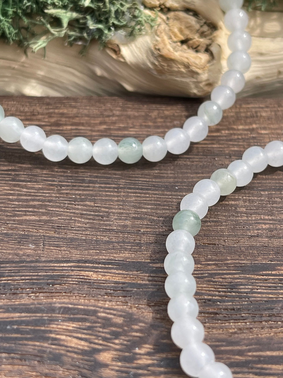 Thumbnail: Pale Green Jadeite 4mm Beaded Bracelet 