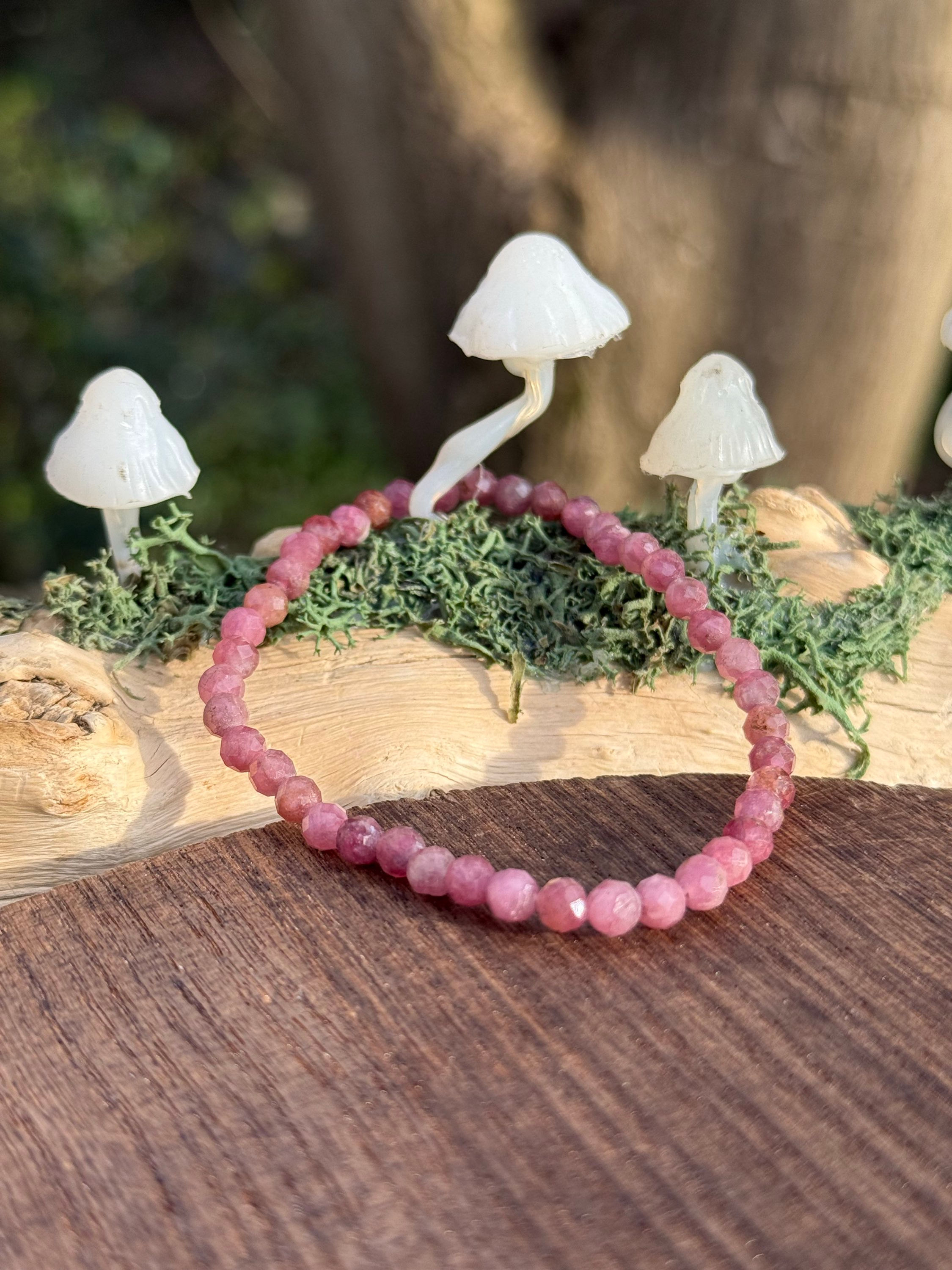 High Grade Pink Tourmaline Rubellite Faceted Bracelet