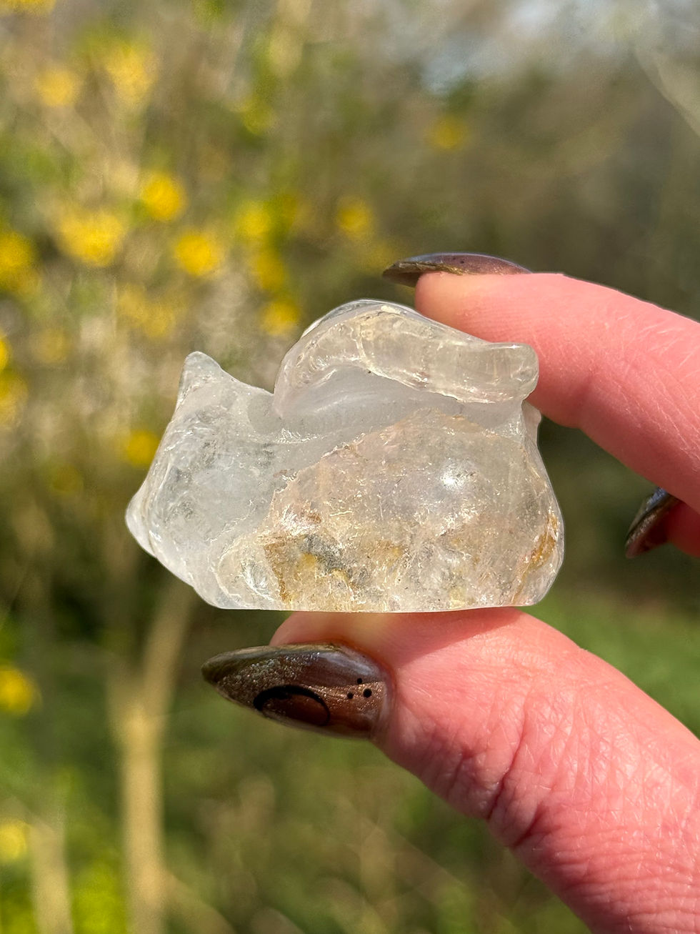 Thumbnail: Clear Quartz Sleeping Angel Cat Carving 