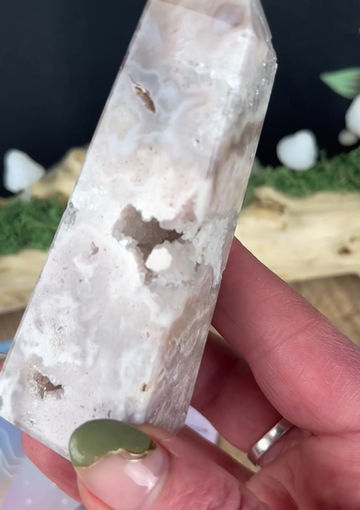 Thumbnail: Pink Amethyst Pretty Obelisk with Druzy Pockets