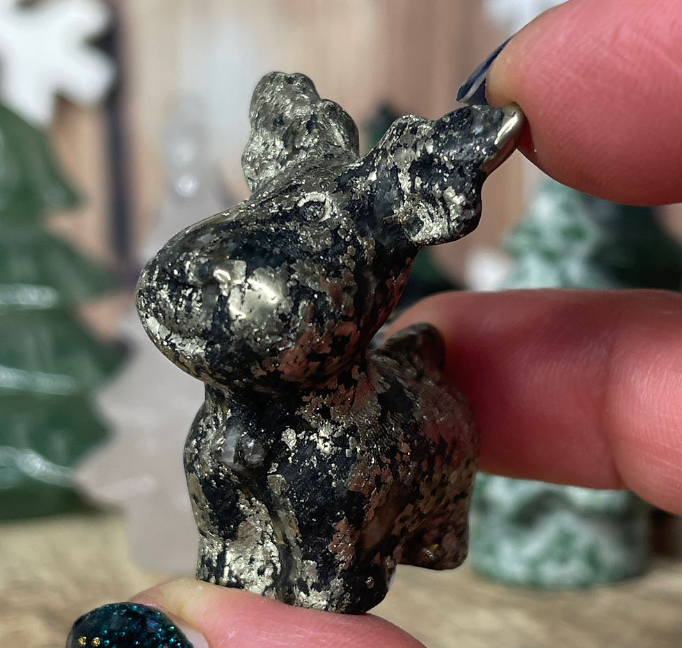 Thumbnail: Pyrite Reindeer Carving Luck and Prosperity 