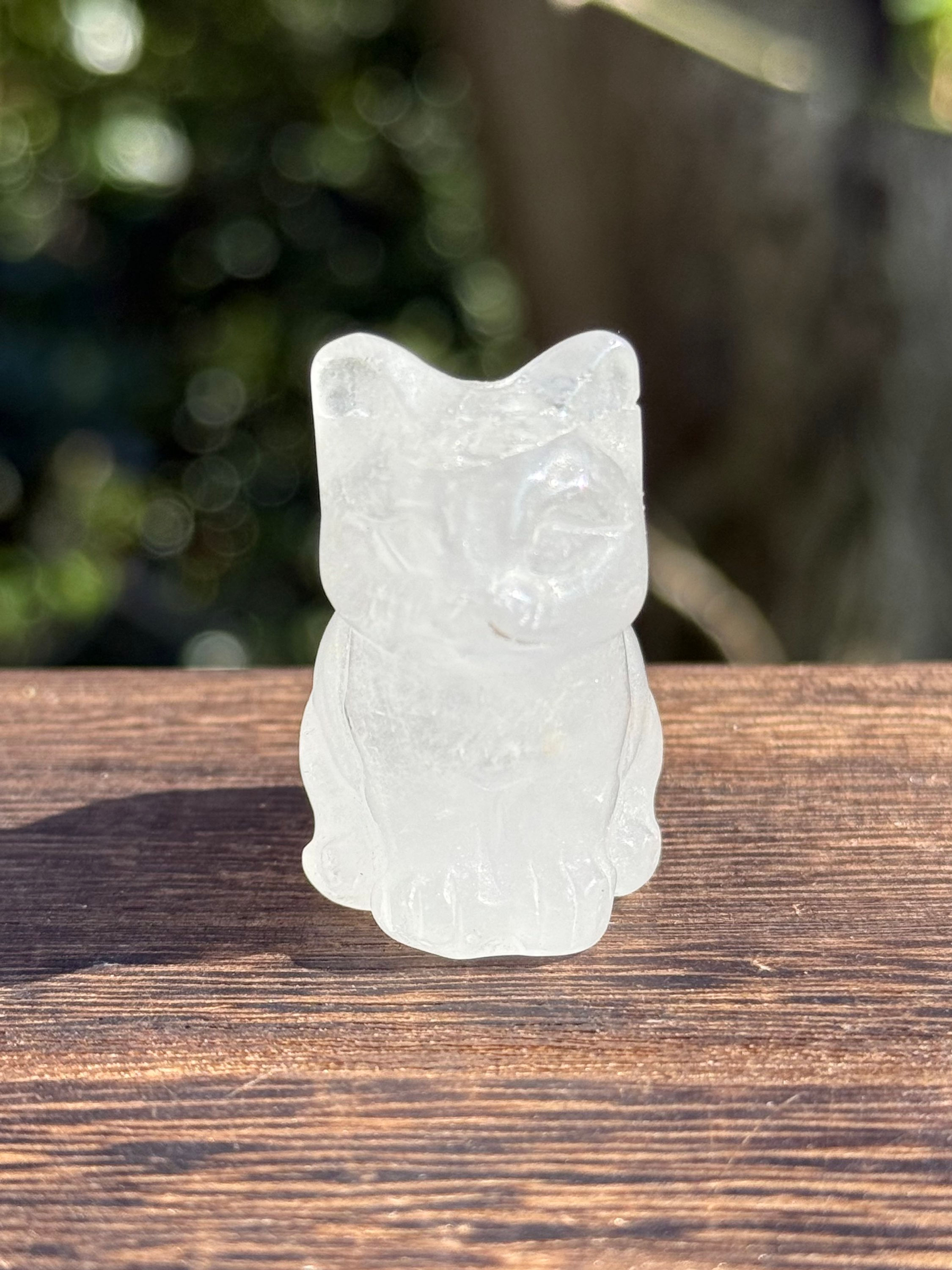 Clear Quartz Cat Carving Psychic Abilities  