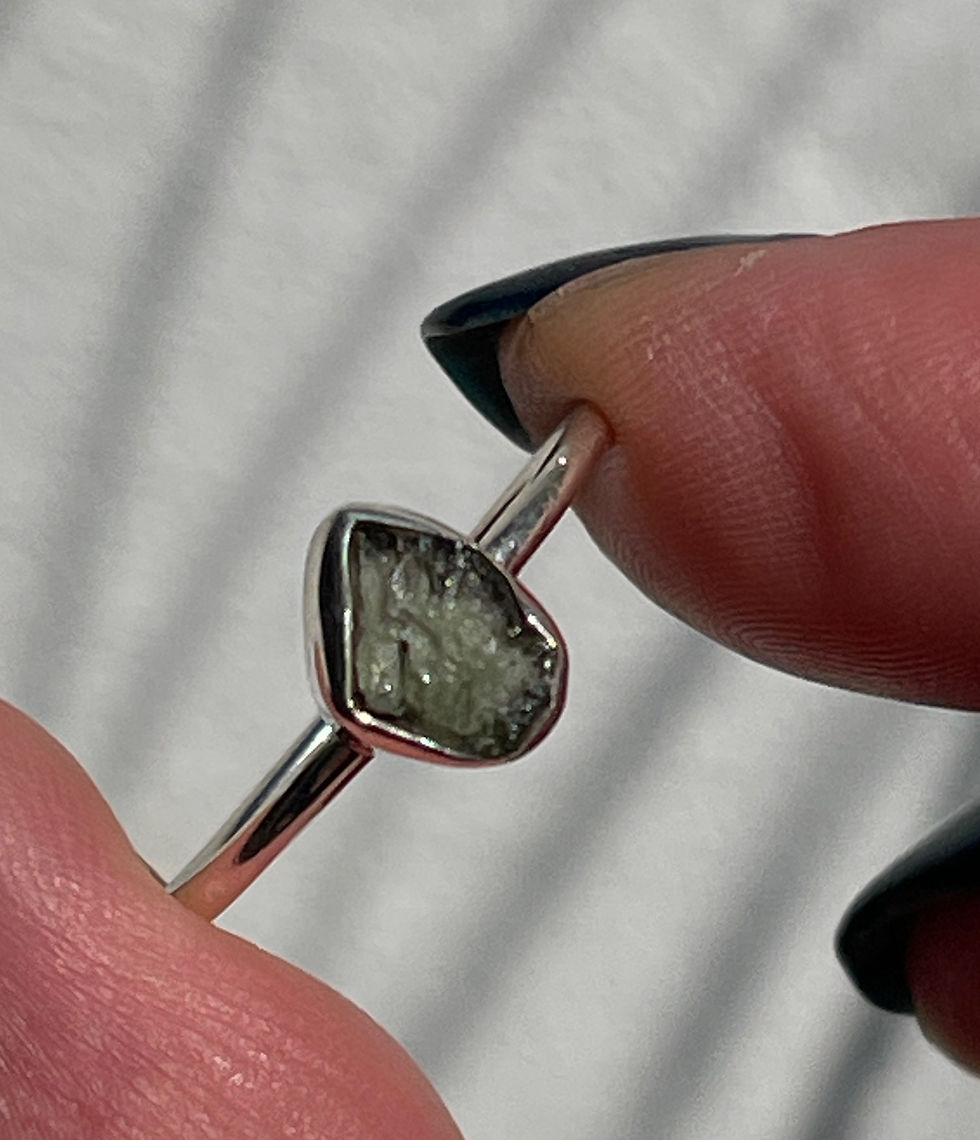 Thumbnail: Moldavite Silver Ring Size S or 9.5