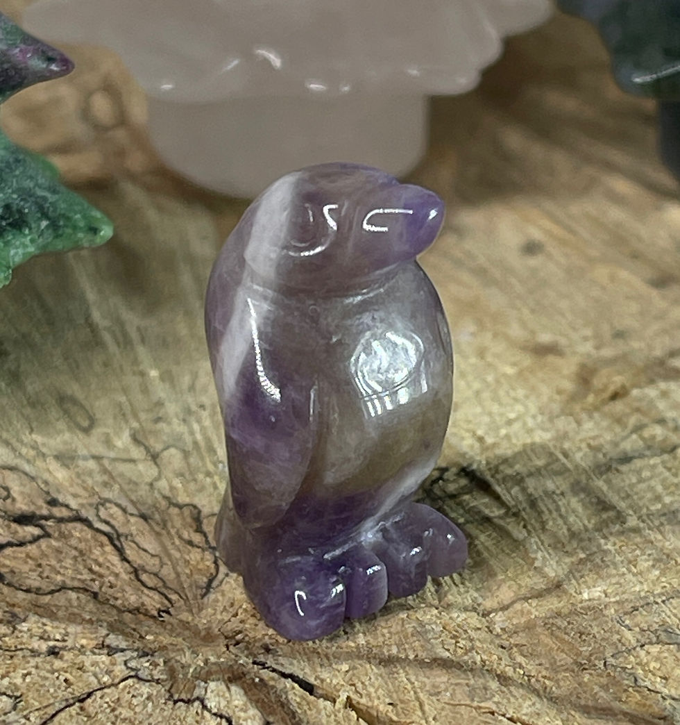 Thumbnail: Chevron Amethyst Penguin Carving Stress Relief