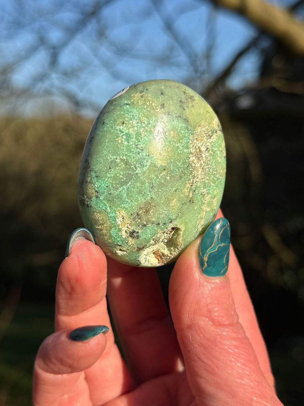 Thumbnail: Chrysoprase Chunky Palm Stone Zest for Life
