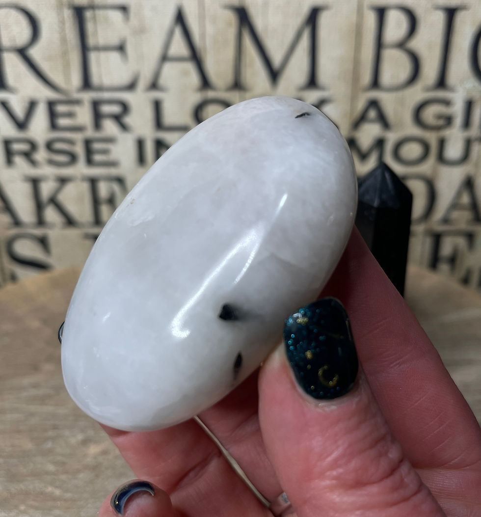Thumbnail: Black Tourmaline in Quartz Balancing Large Soap Palm Stone