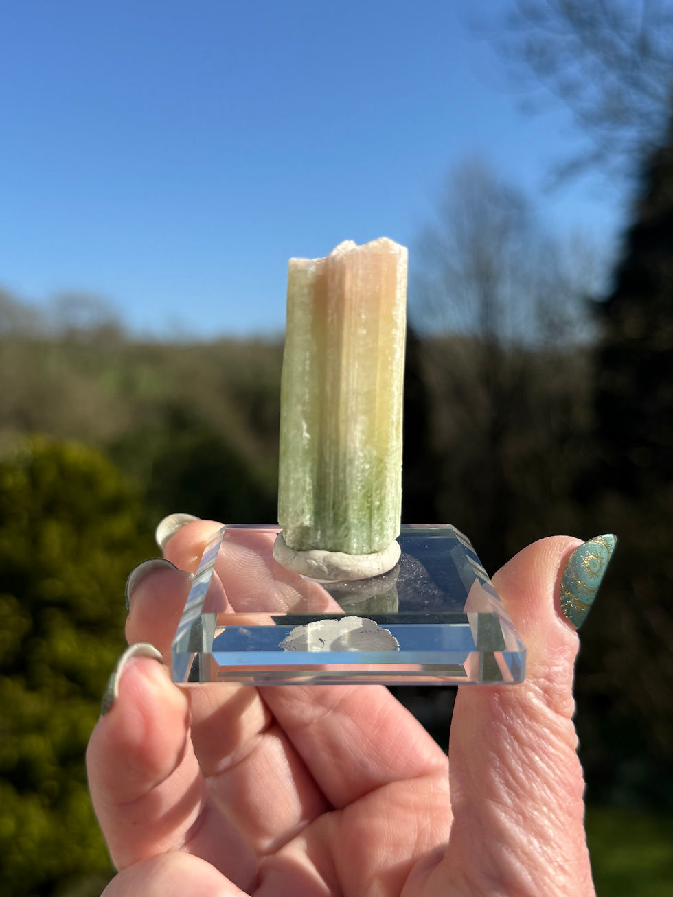 Thumbnail: Watermelon Tourmaline Specimen on Glass Stand ~ Afghanistan  