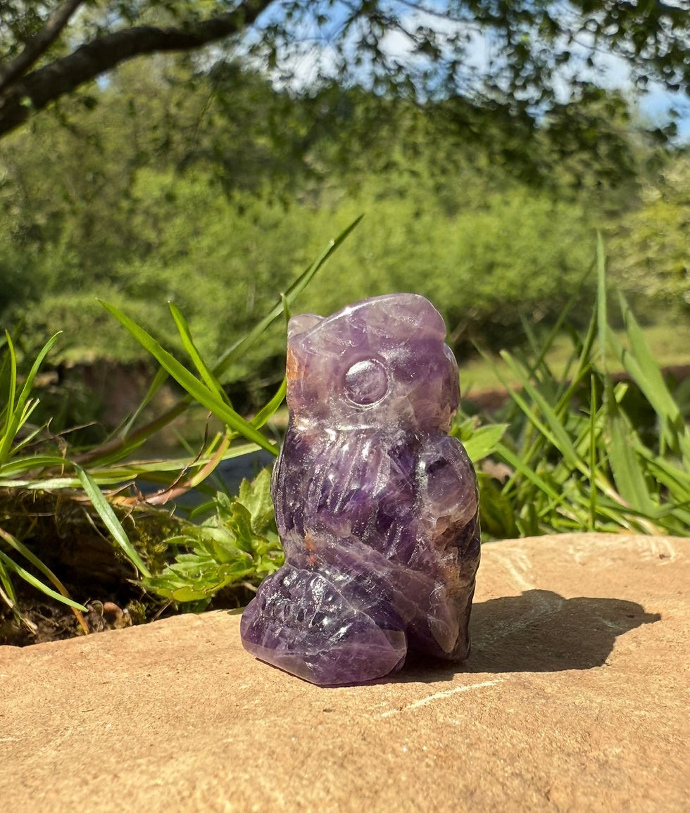 Thumbnail: Chevron Dream Amethyst Small Owl Carving