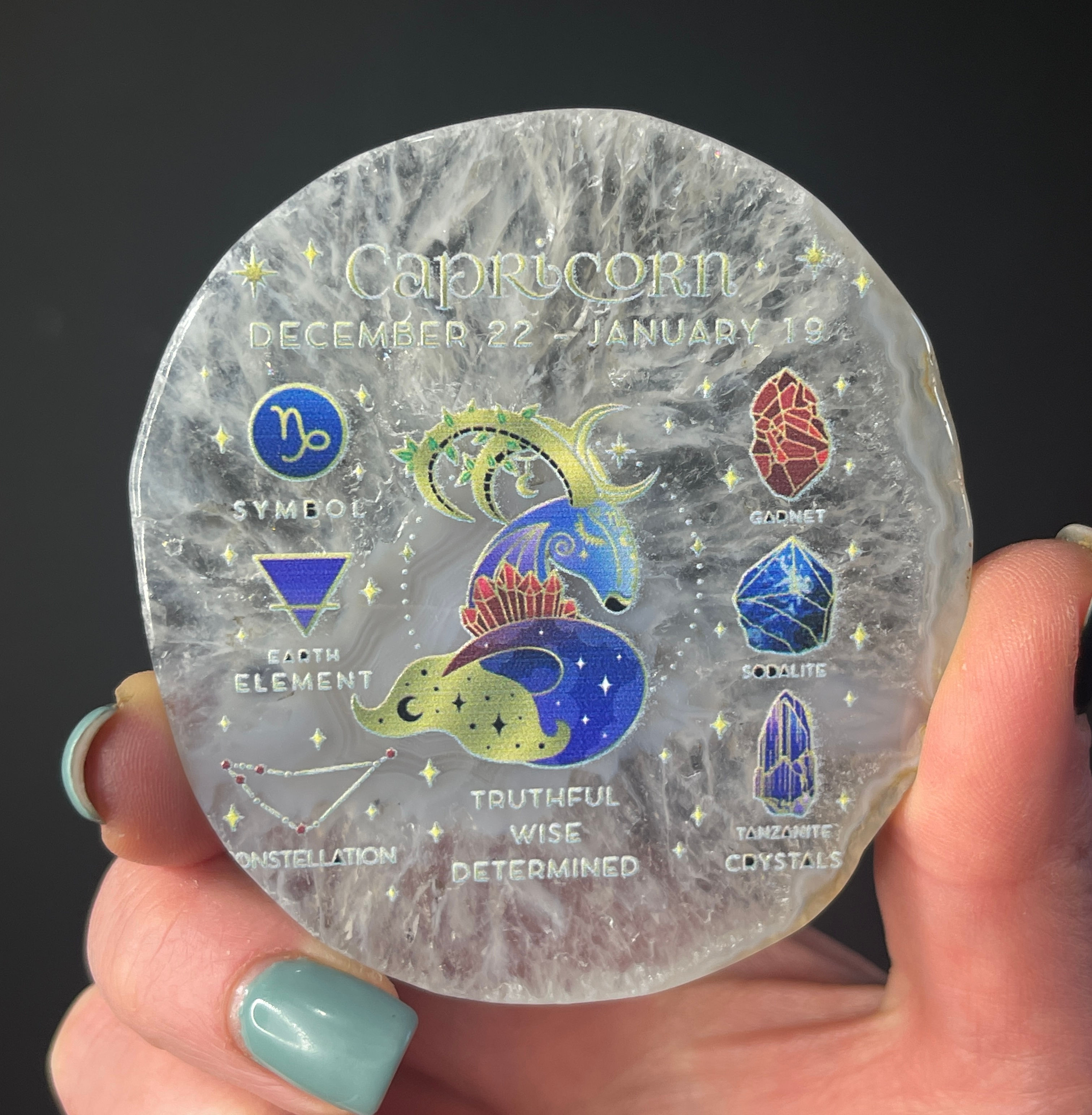 Quartz Agate Capricorn Zodiac Astrological Slab
