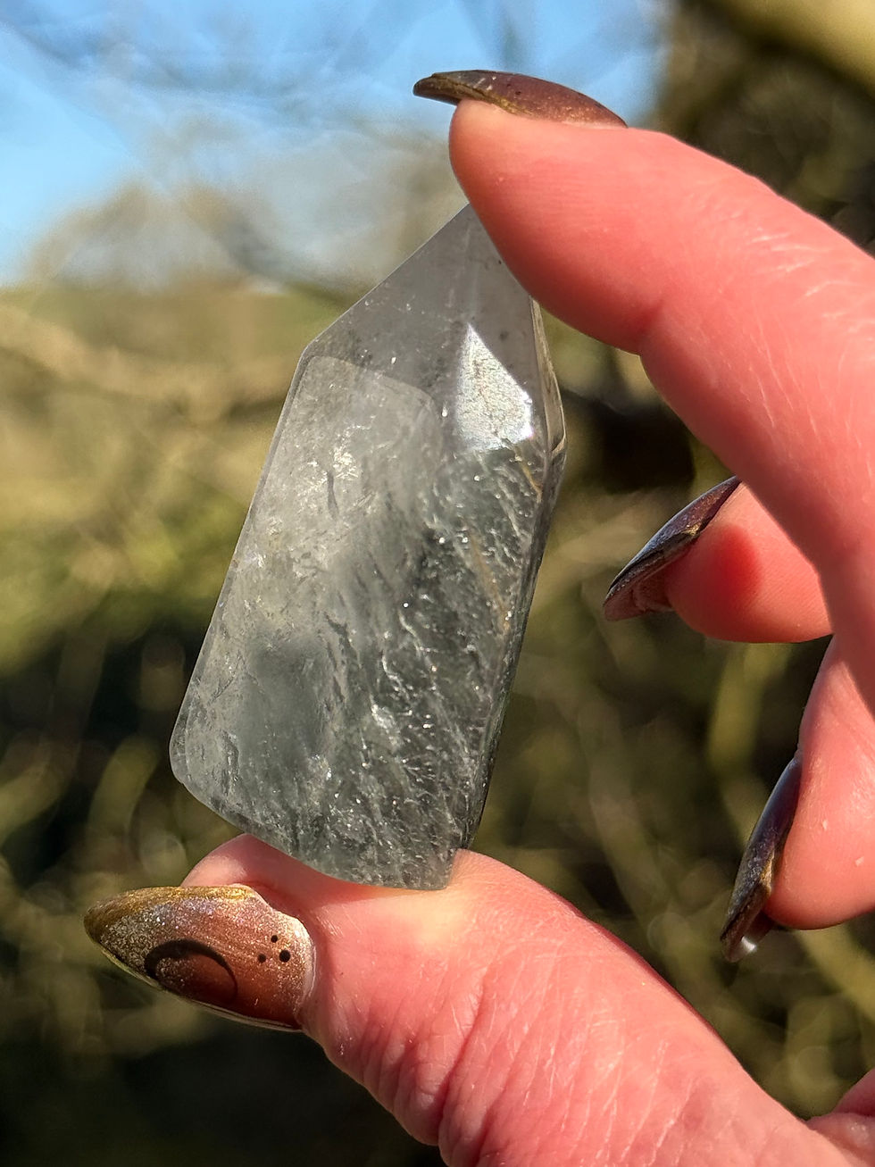 Thumbnail: Garden Quartz Thousand Layer Small Point Roughly Polished