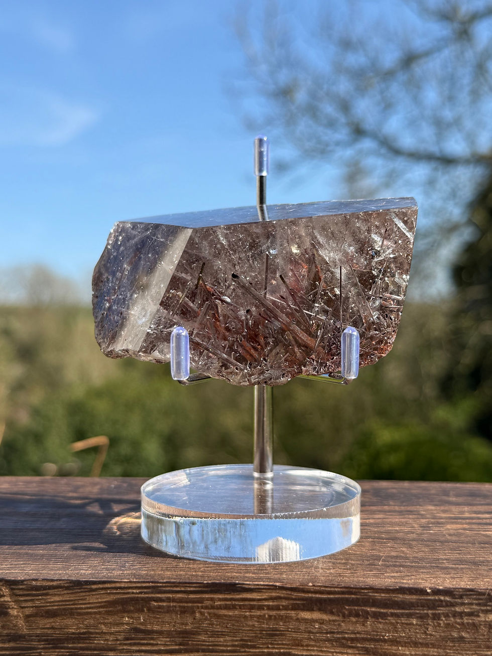 Thumbnail: Red Rutile in Quartz Captivating Partly Polished Unique Free Form 