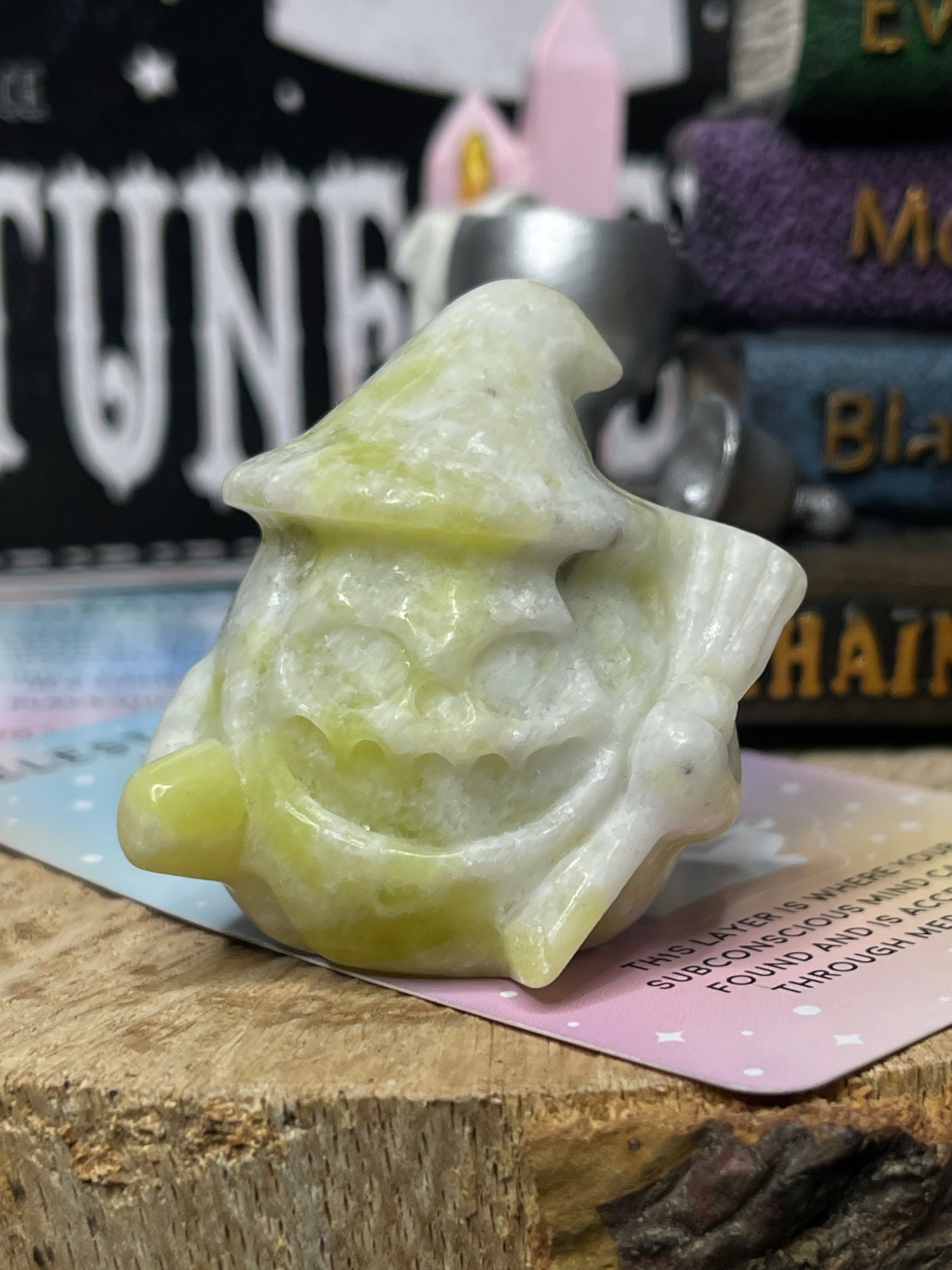 Jade and Quartz Witchy Pumpkin for Prosperity  