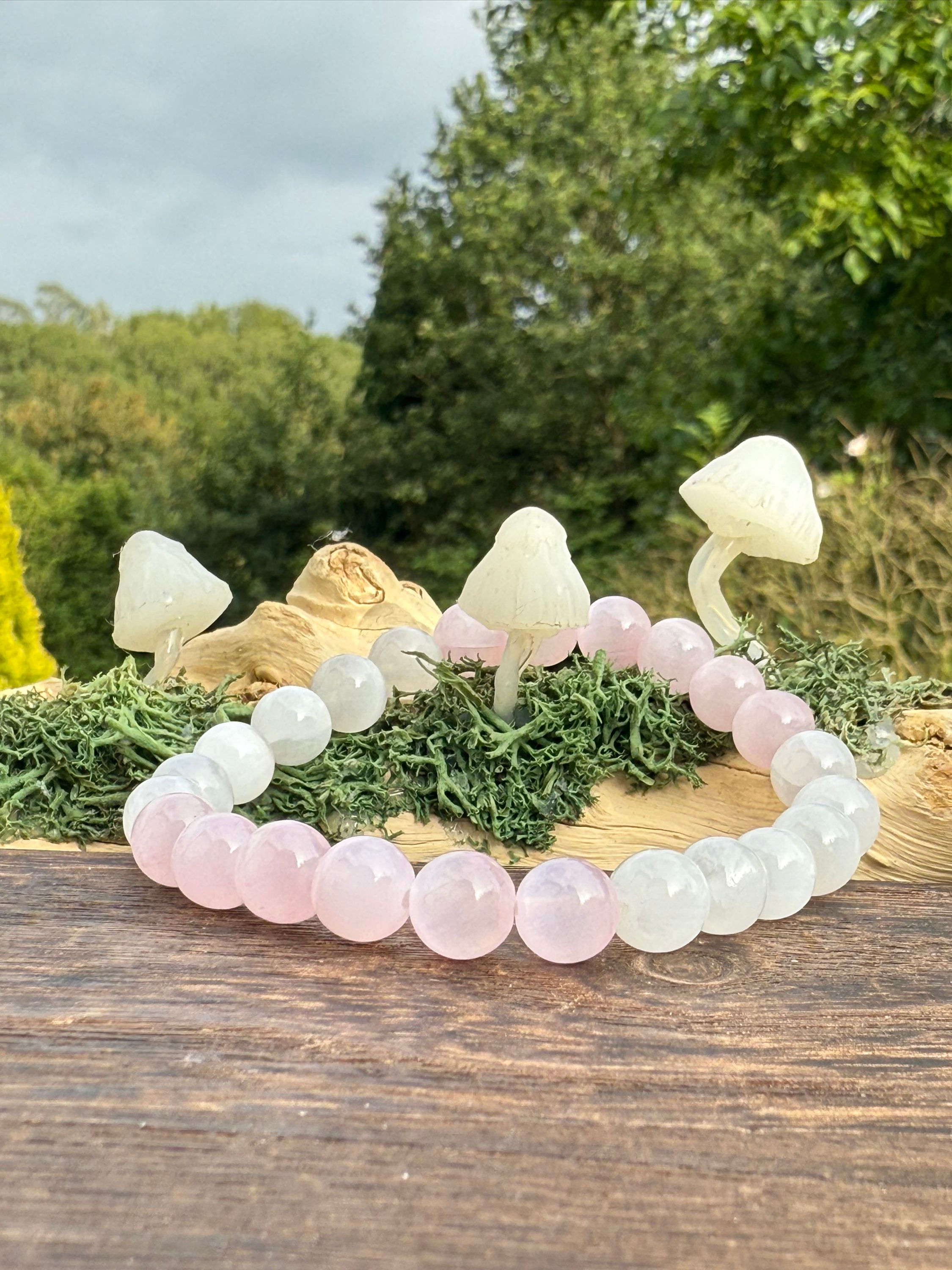 Selenite White and Pink 8mm Bracelet 