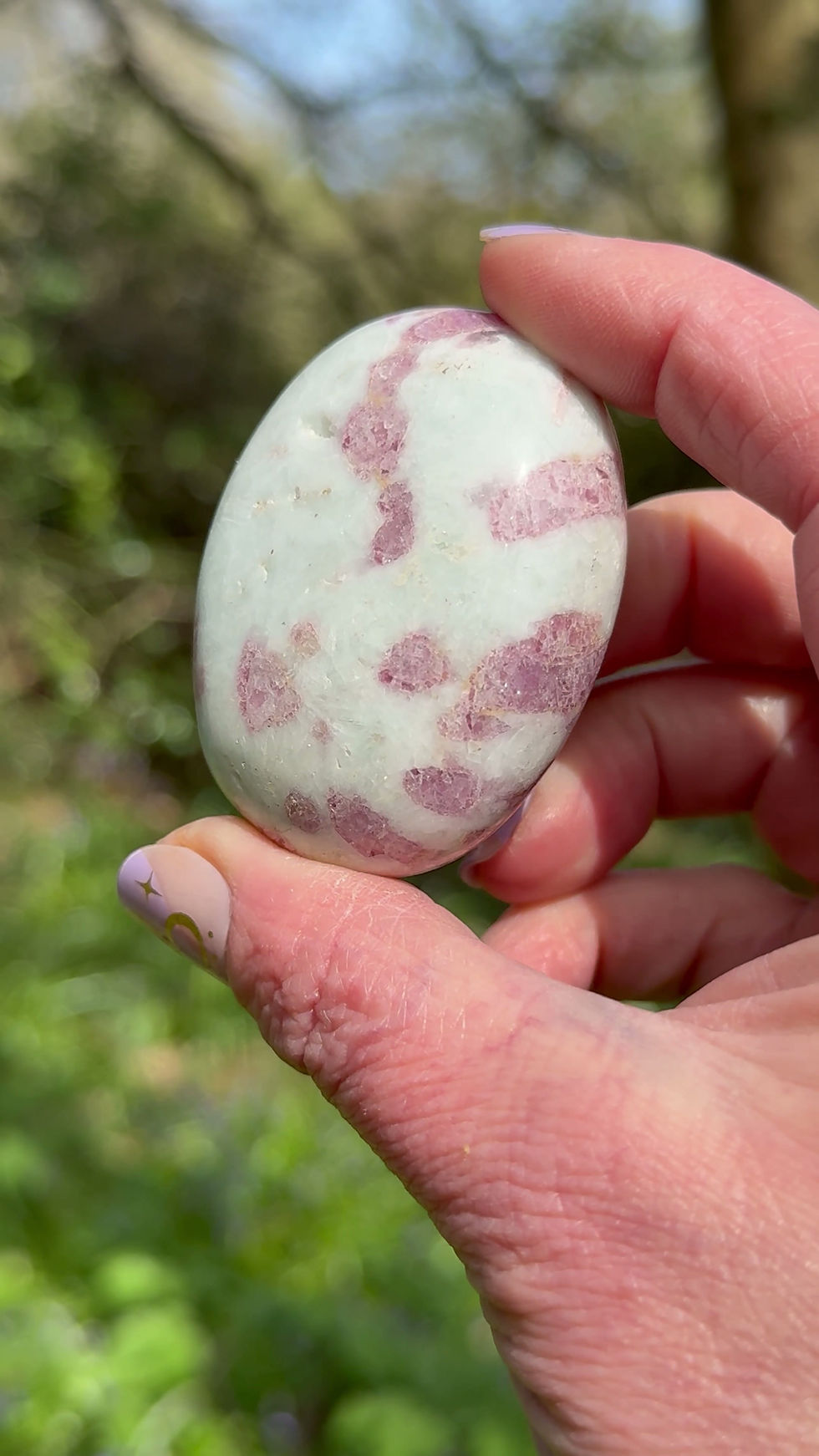 Thumbnail: High Grade Pink Tourmaline in Quartz Chunky Palm Stone 