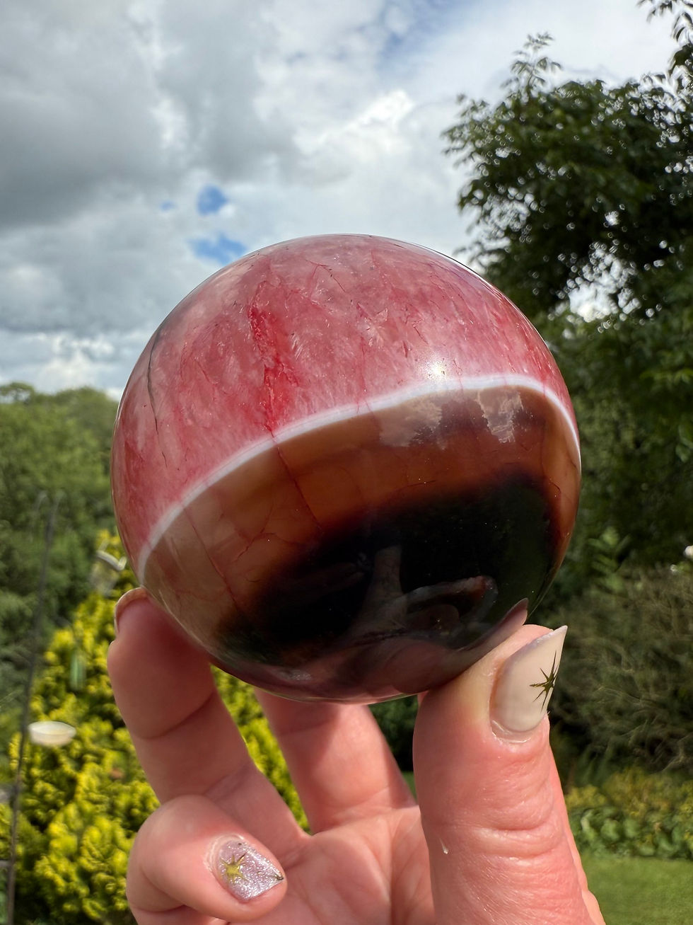 Thumbnail: Black Silk Agate with Contrasting Pink Colour Enhancment 