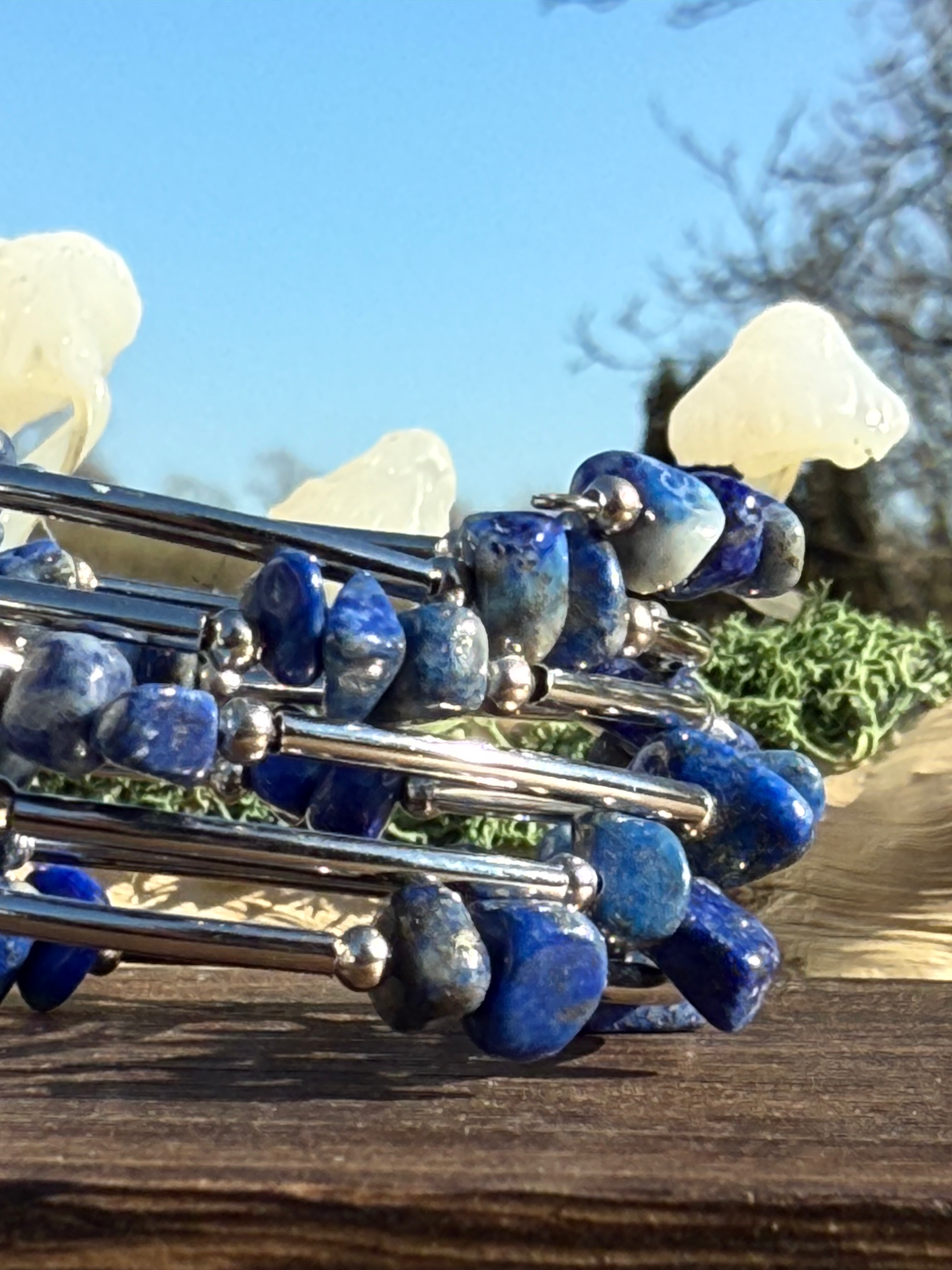 Lapis Lazuli Slinky Wrap Around Multi Chip Bracelet