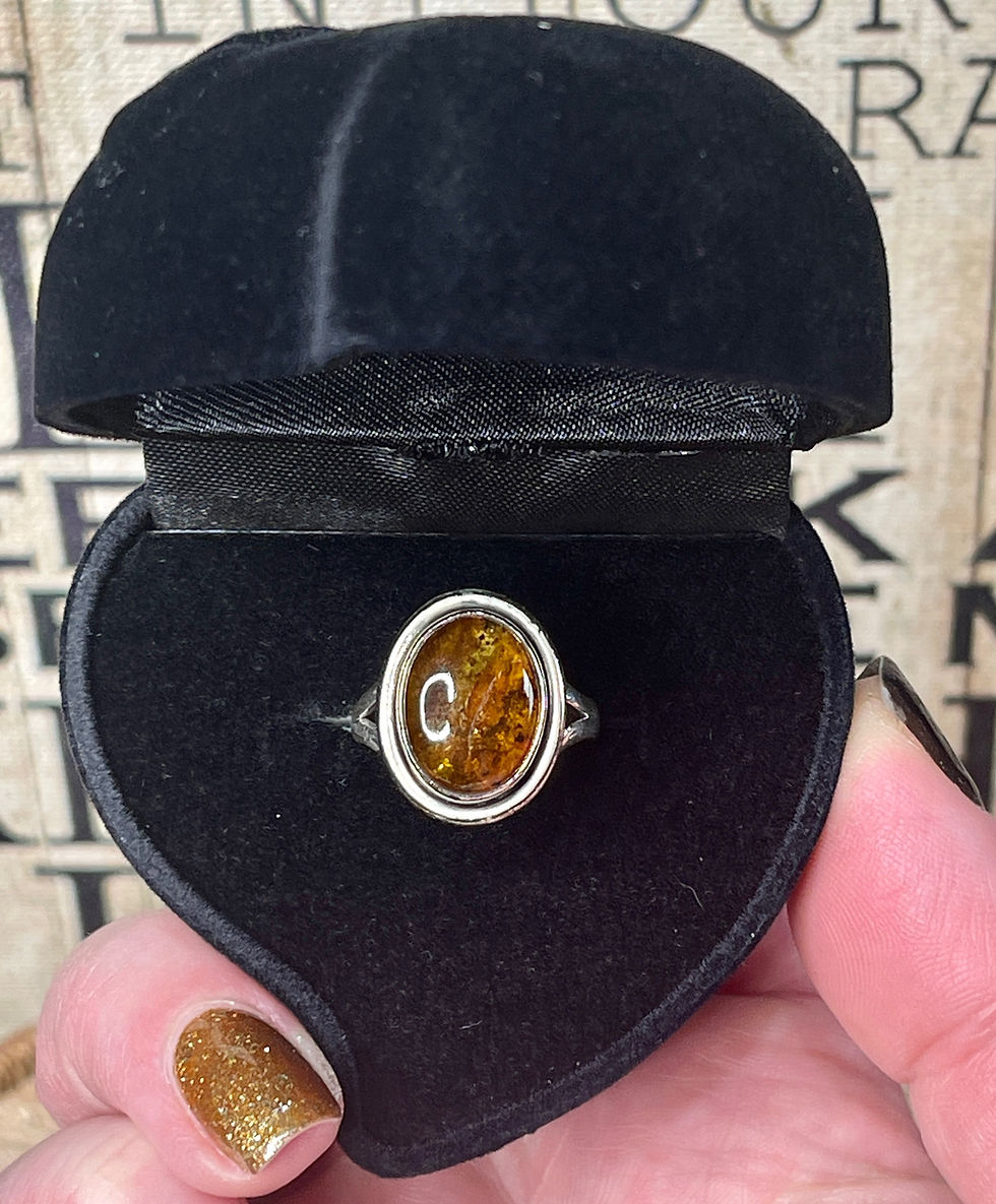 Thumbnail: Amber 925 Silver Ring Size M ~ 6.5 Boxed 