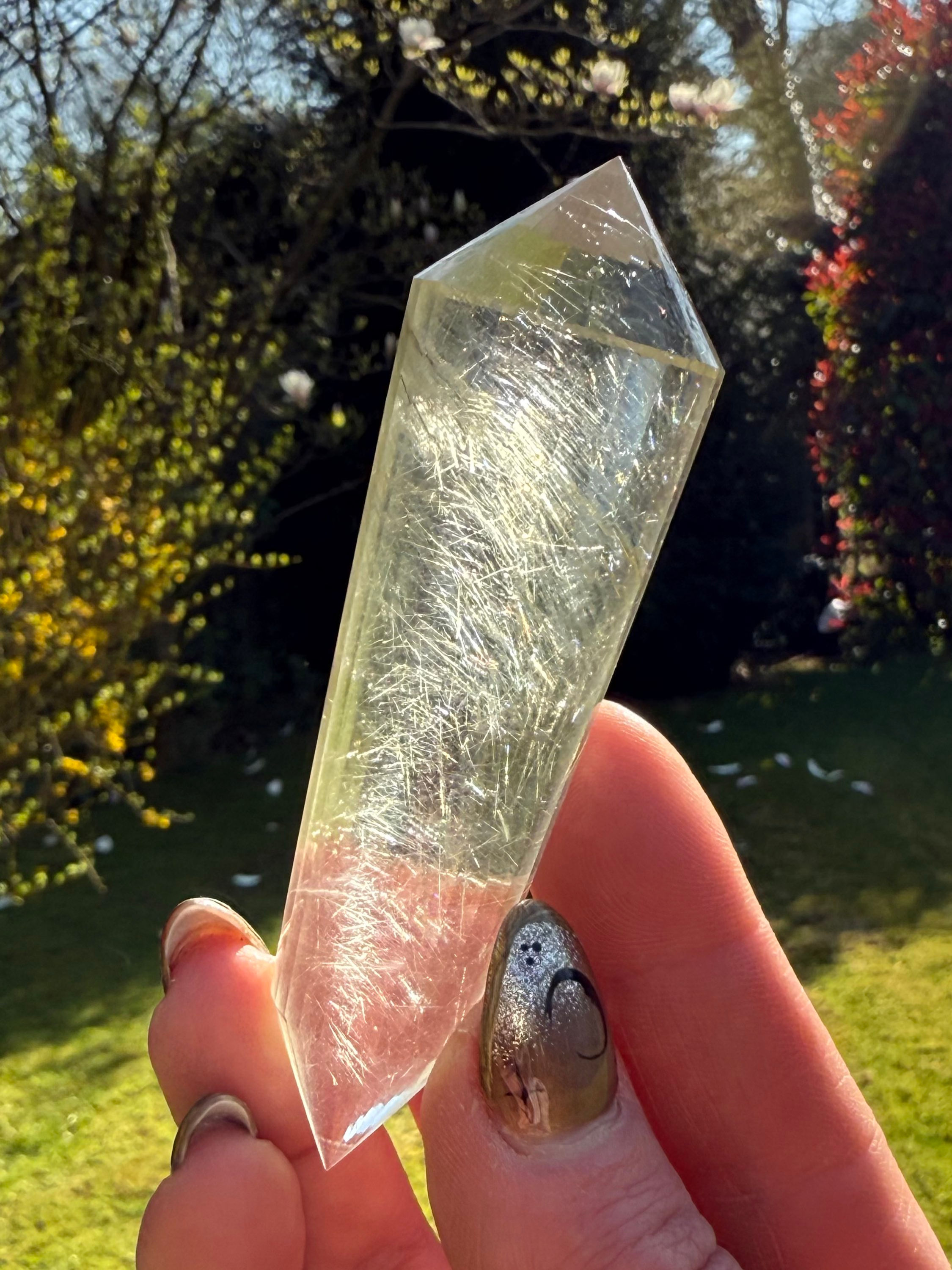 Golden Rutile Angel Hair Quartz 24-Sided Vogel Sourced from Brazil 