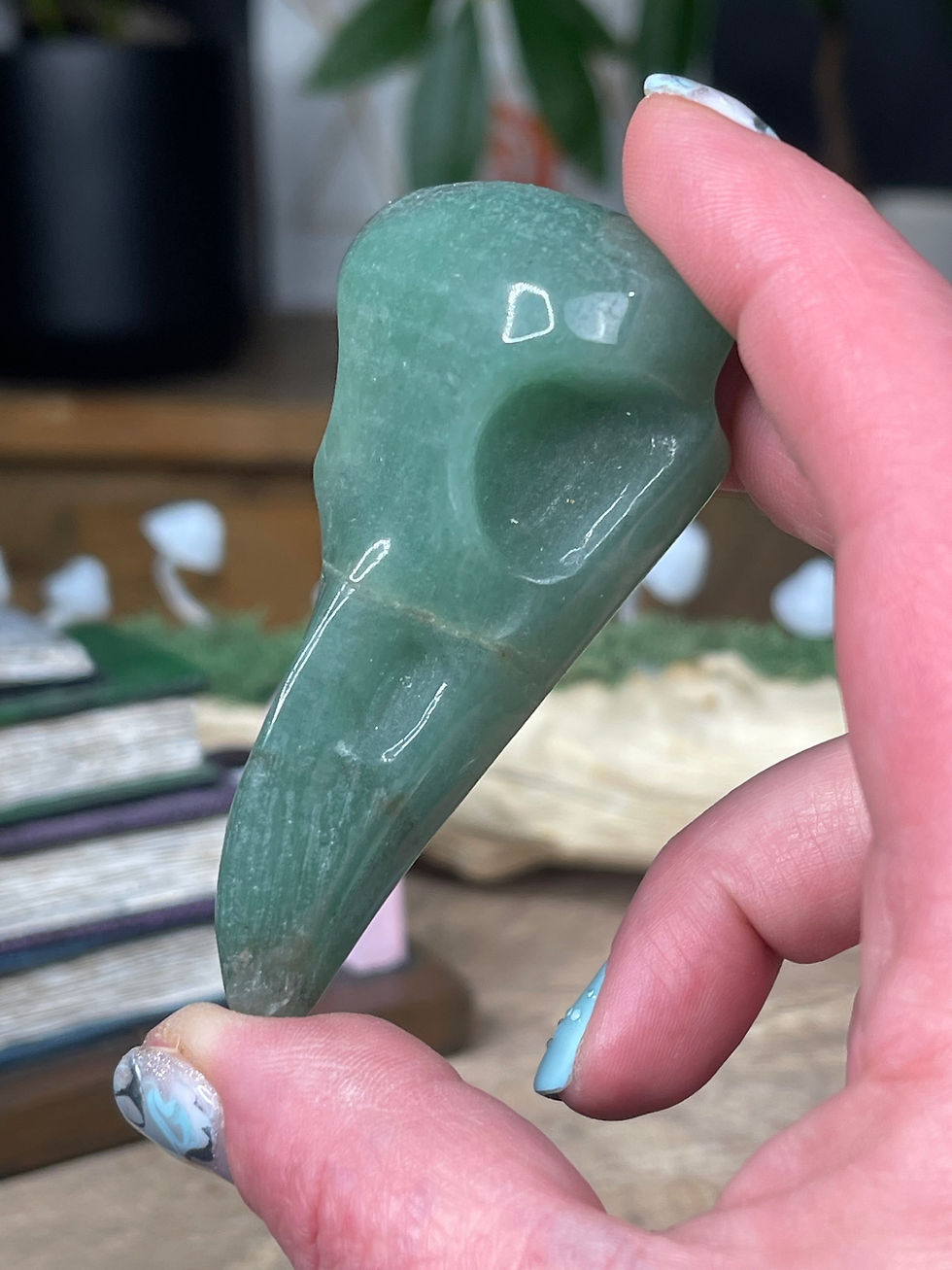Thumbnail: Green Aventurine Bird Skull Carving Sense of Purpose 