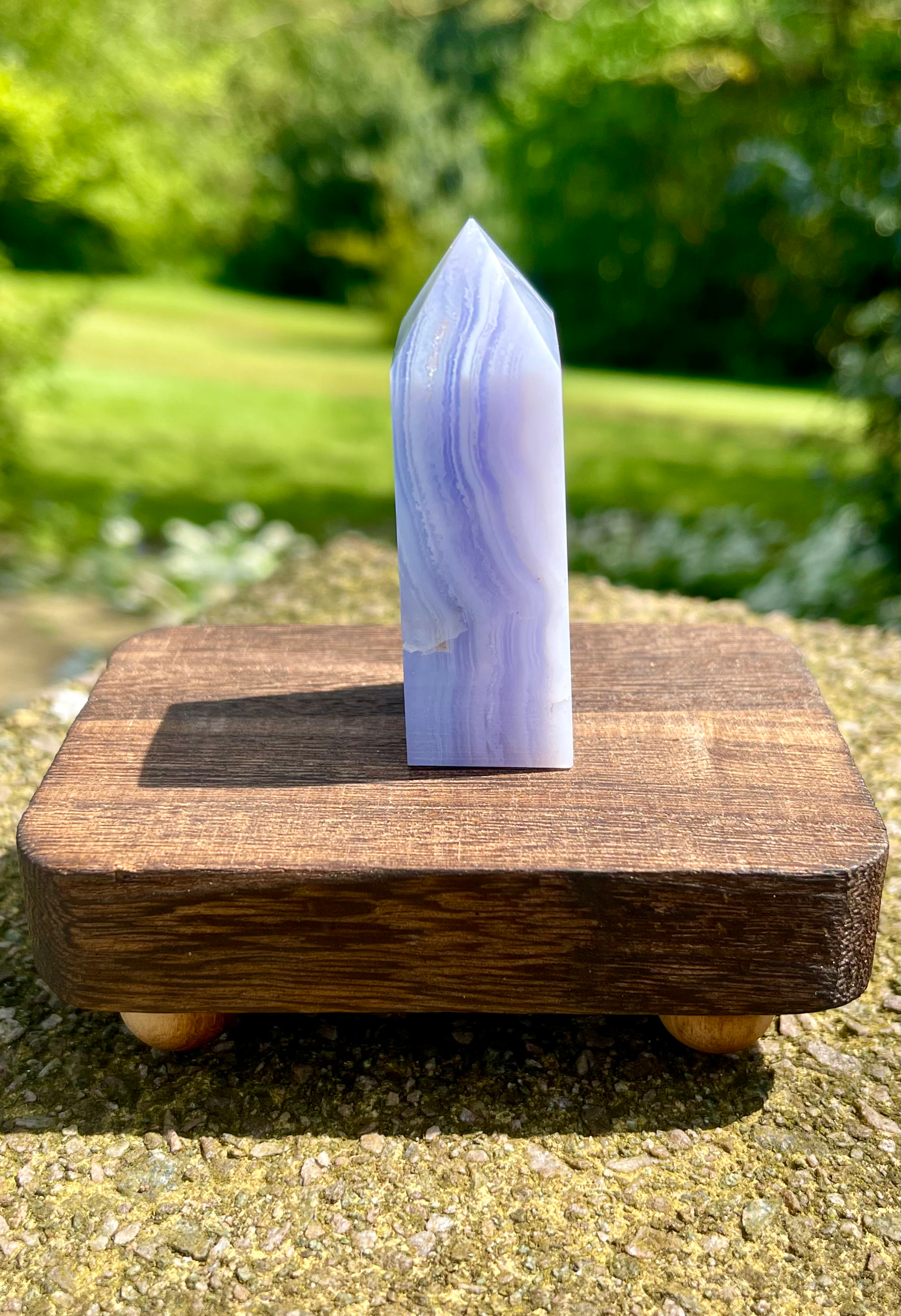 Blue Lace Agate Obelisk Point Authenticity 
