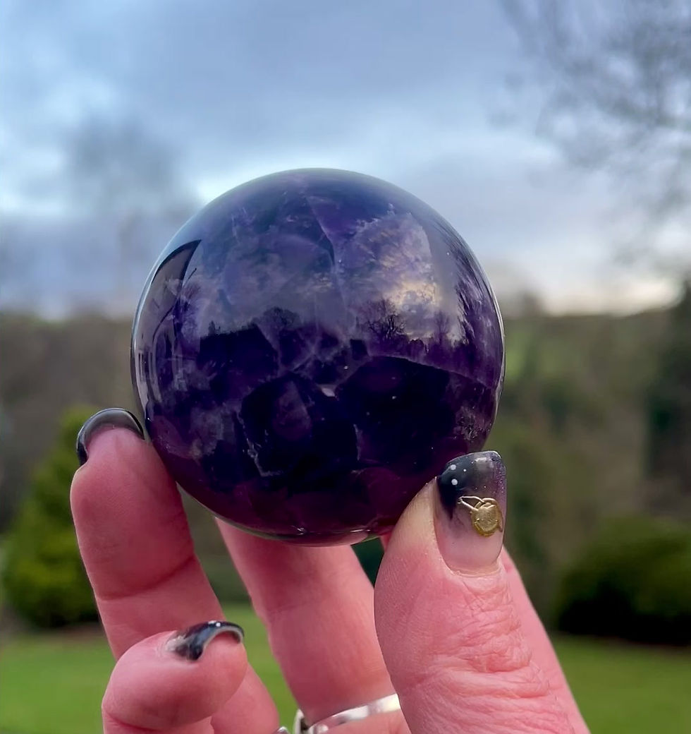 Thumbnail: Deep Purple Chevron Amethyst Sphere 