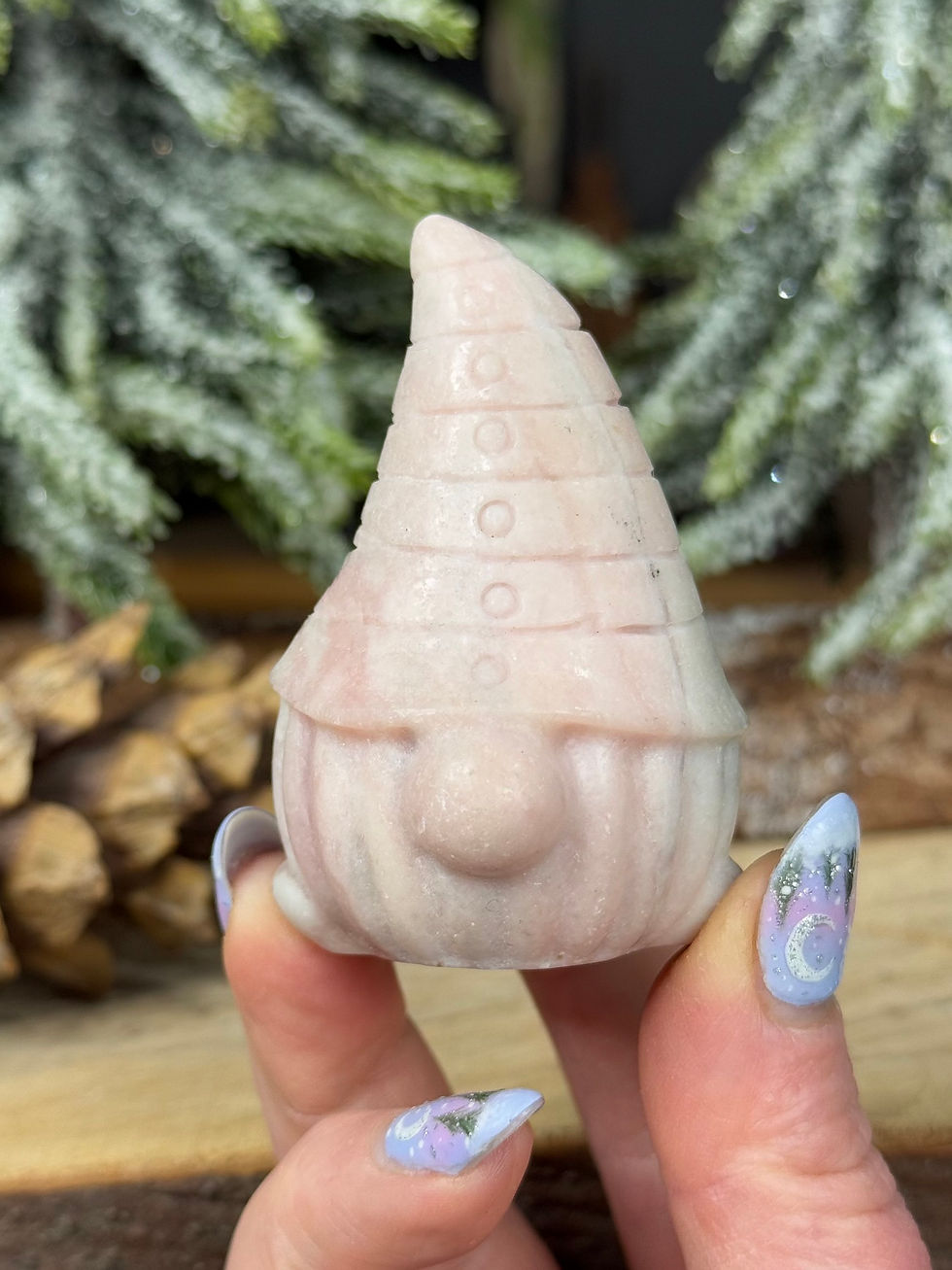 Thumbnail: Pink Opal Cute Swedish Gonk Carving 