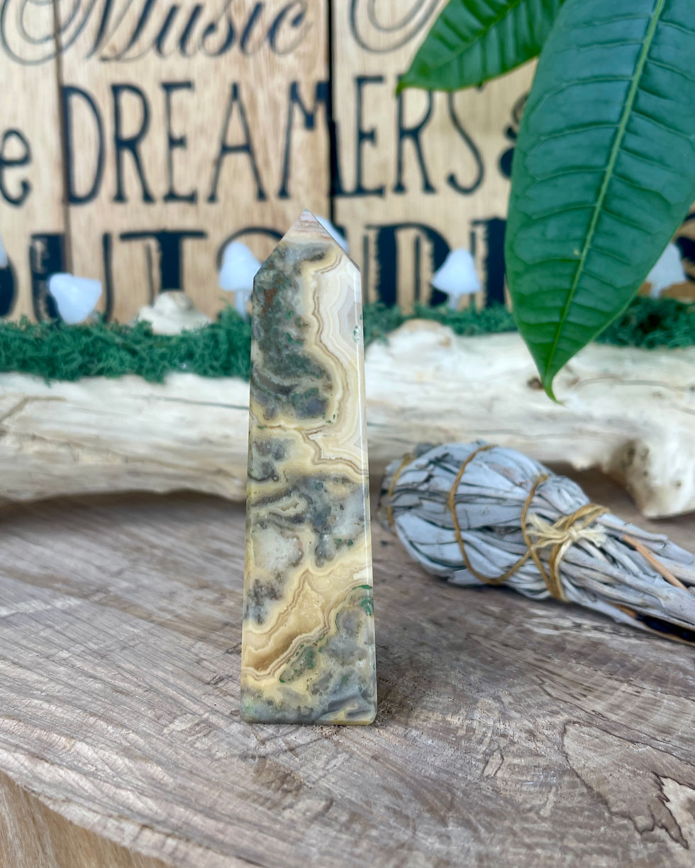 Thumbnail: Indian Crazy Lace Agate Obelisk Physically Demanding Lifestyles