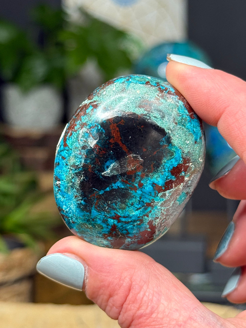 Thumbnail: Chrysocolla Turquoise Chunky Palm Stone 