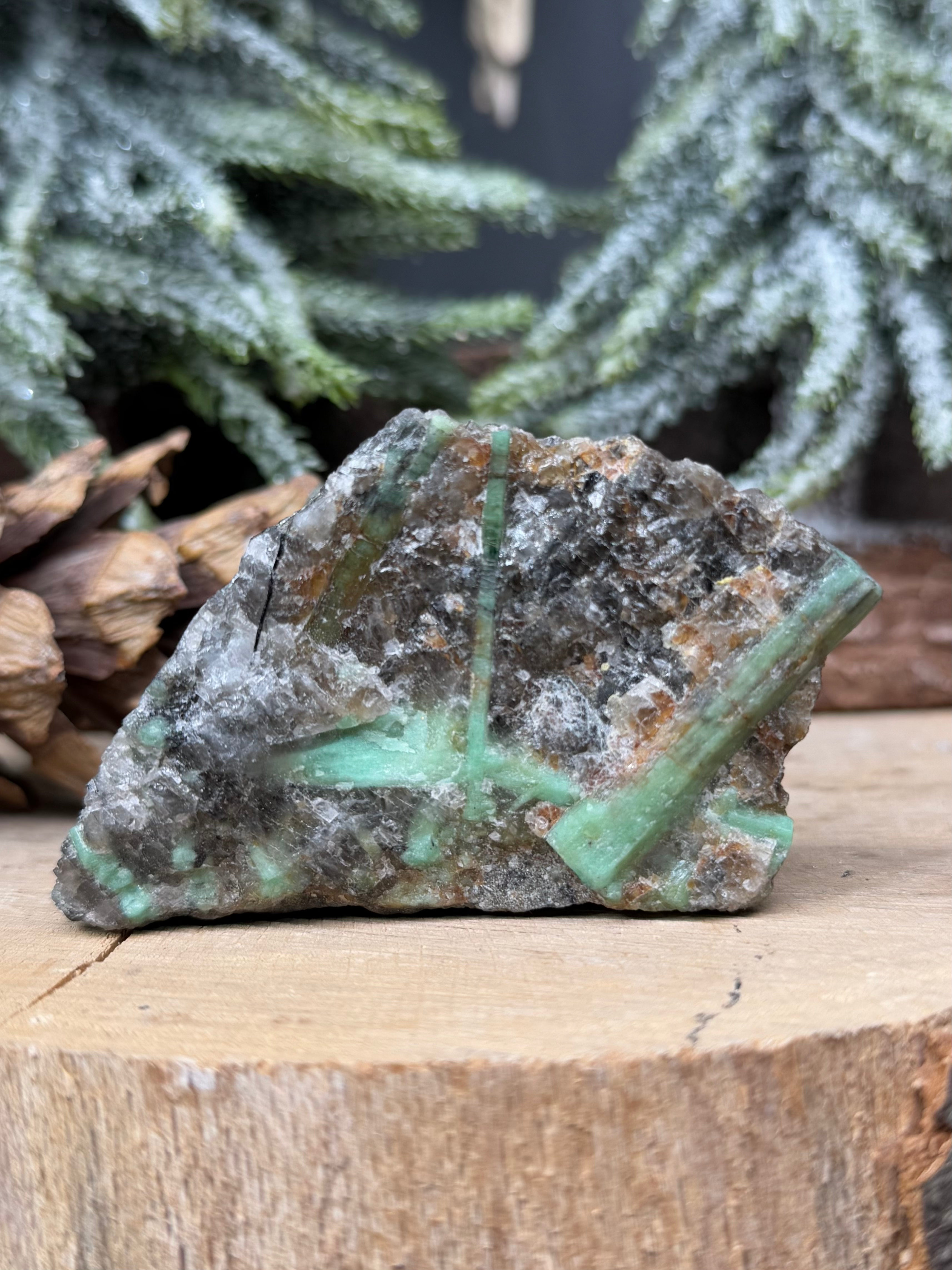 Natural Rough Emerald Crystals in Matrix