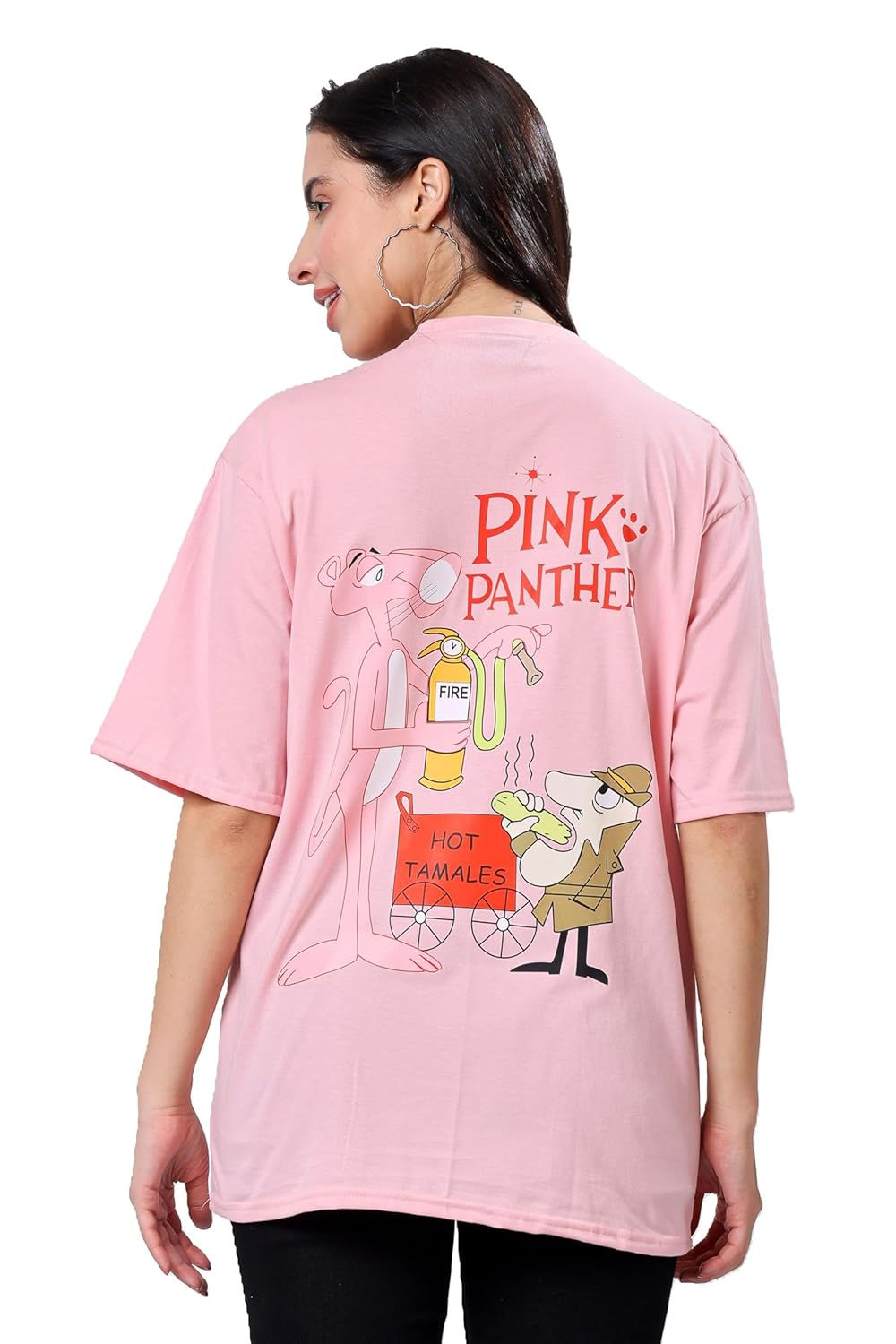 TQH Women's Casual Printed Round Neck, Oversized Longline Drop Shoulder Boho St