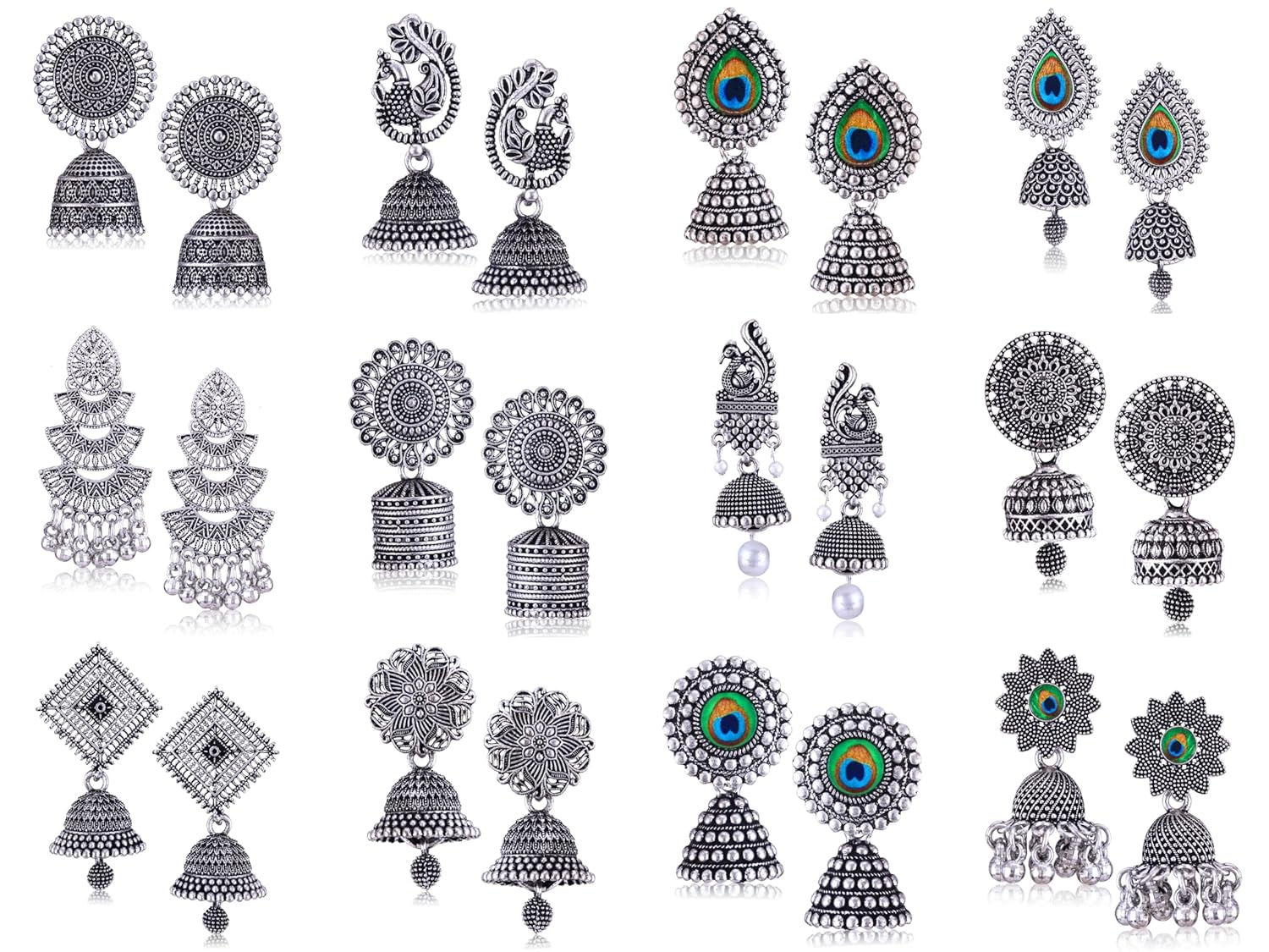 MEENAZ earrings for women fashion jhumka oxidised Silver Earrings for women Com